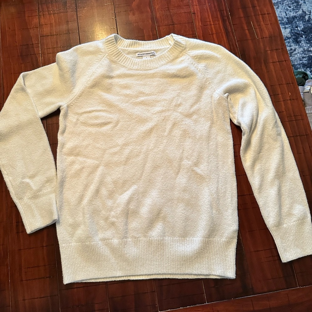 Amazon Essentials Cream Crew Neck Sweater Textured Knit